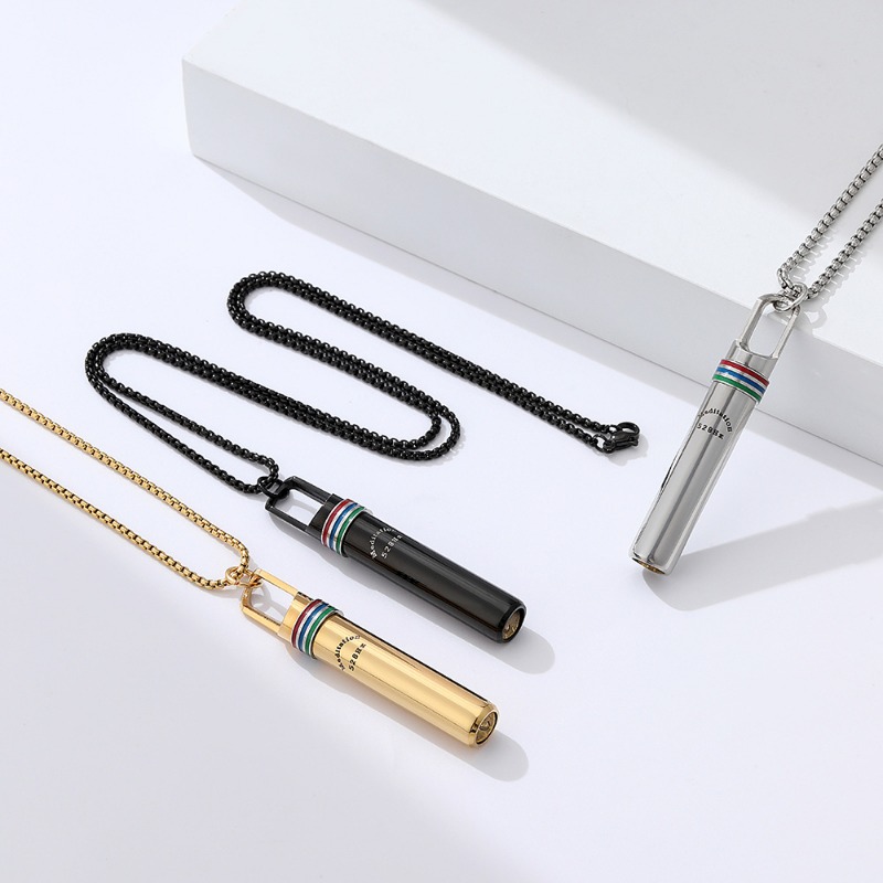 Mindful Breathing Necklace Stainless Steel Anxiety Relief Meditation Whistle Pendant 1