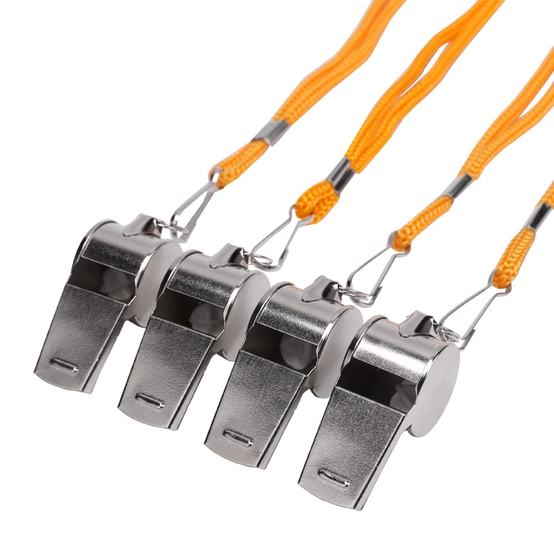 Stainless Steel Referee Whistle With Yellow Lanyard Ideal For Sports Training Rugby And Football 1