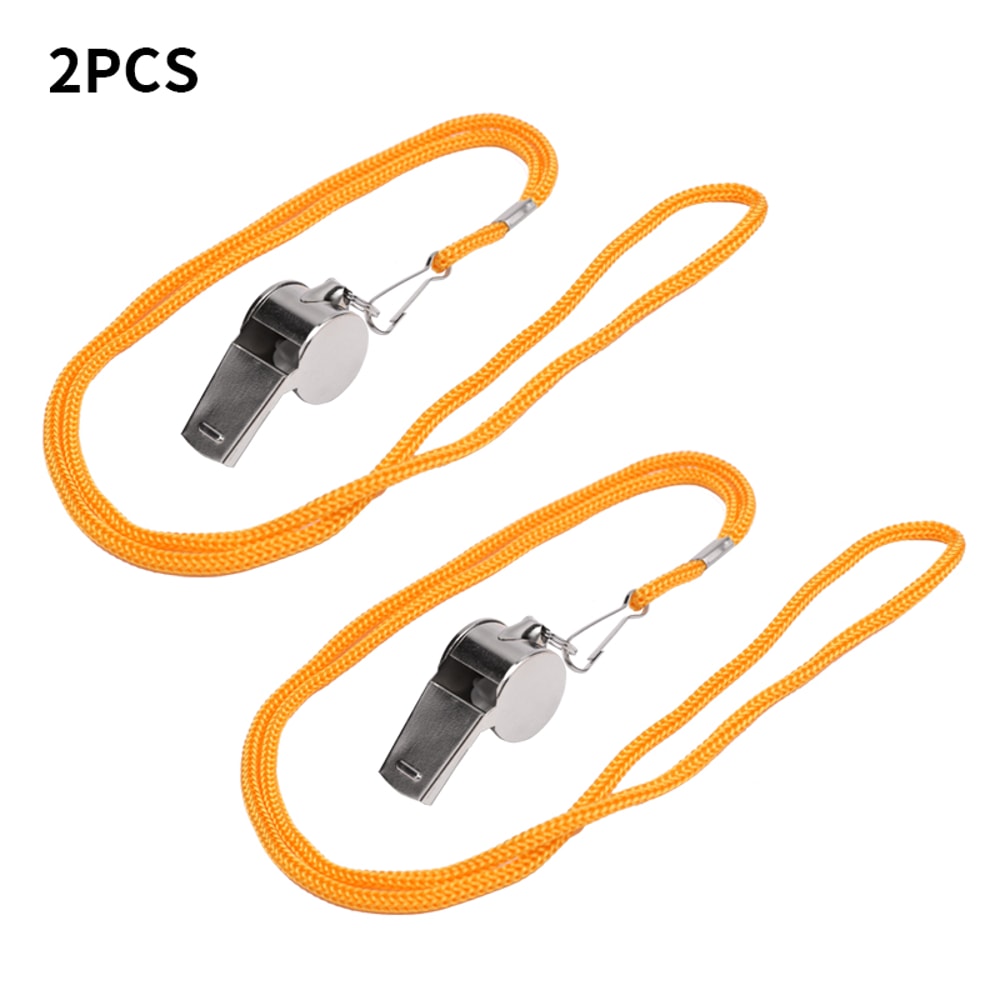 Stainless Steel Referee Whistle With Yellow Lanyard Ideal For Sports Training Rugby And Football 7