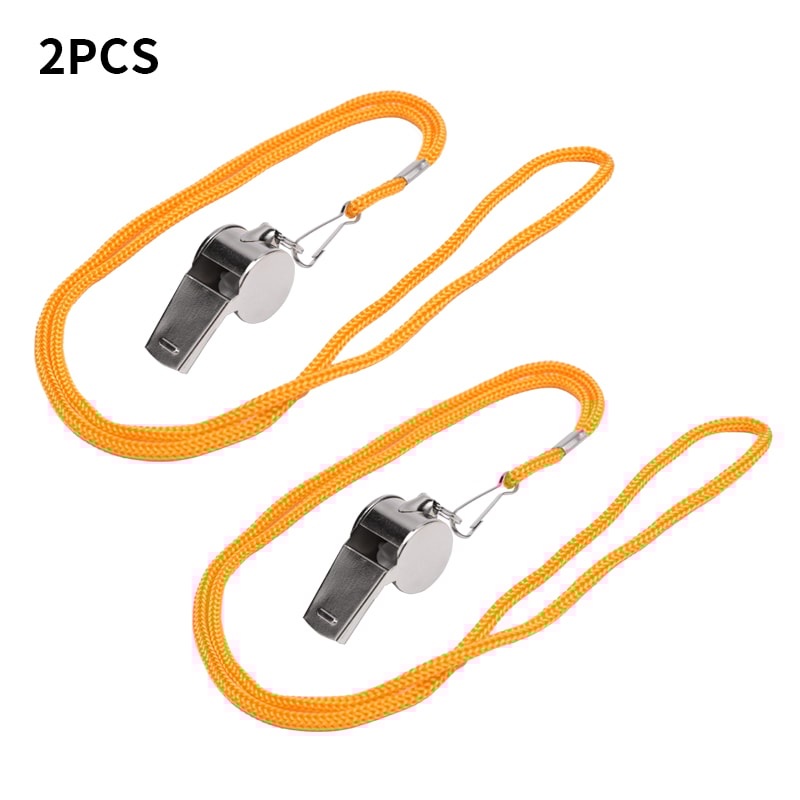Stainless Steel Referee Whistle With Yellow Lanyard Ideal For Sports Training Rugby And Football 7