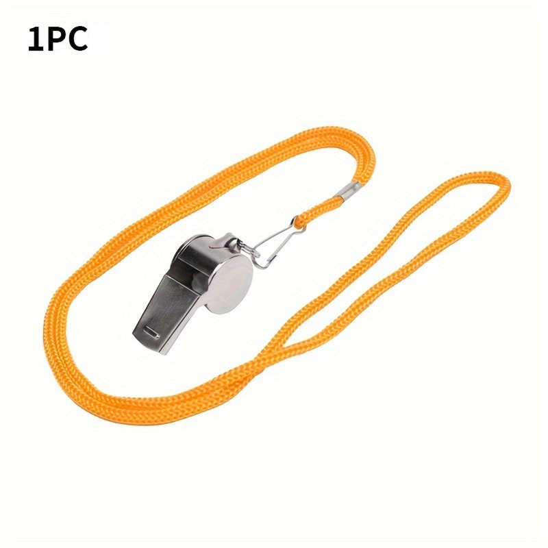Stainless Steel Referee Whistle With Yellow Lanyard Ideal For Sports Training Rugby And Football 6