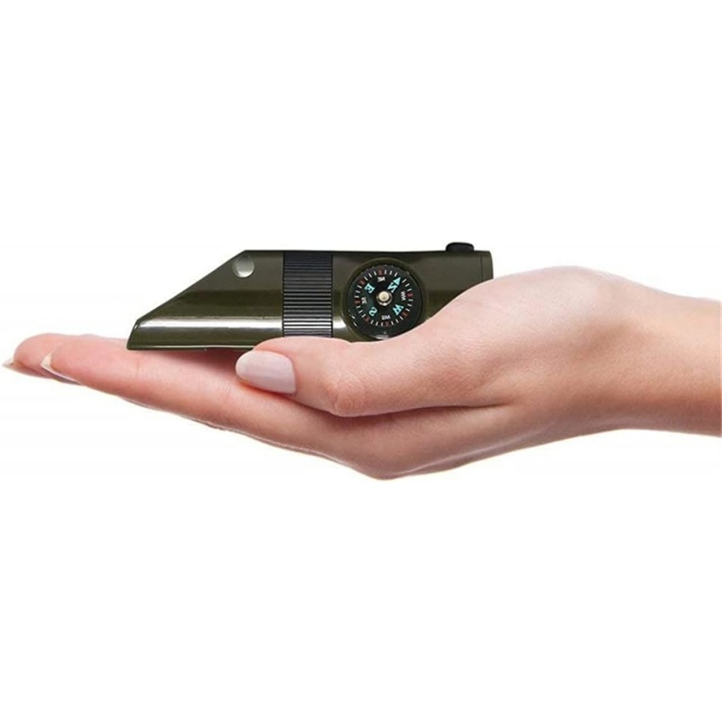 Multi-Function Survival Whistle with Compass, LED Flashlight, Magnifying Glass & Reflector –Perfect for Camping, Hiking