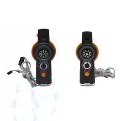outdoor survival whistle with led light, compass, thermometer, magnifier, reflector