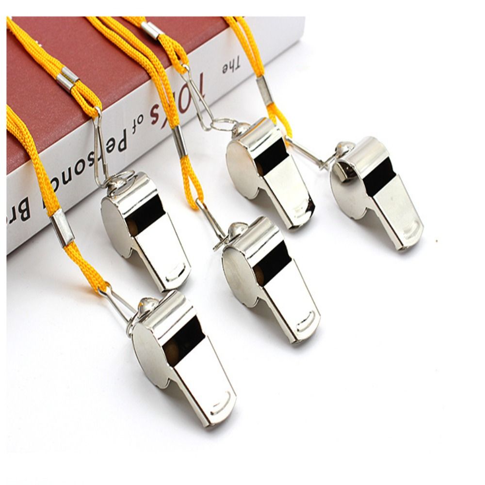 Football Whistle With Rope Durable Stainless Steel Referee Whistle For Lifeguards Coaches 0