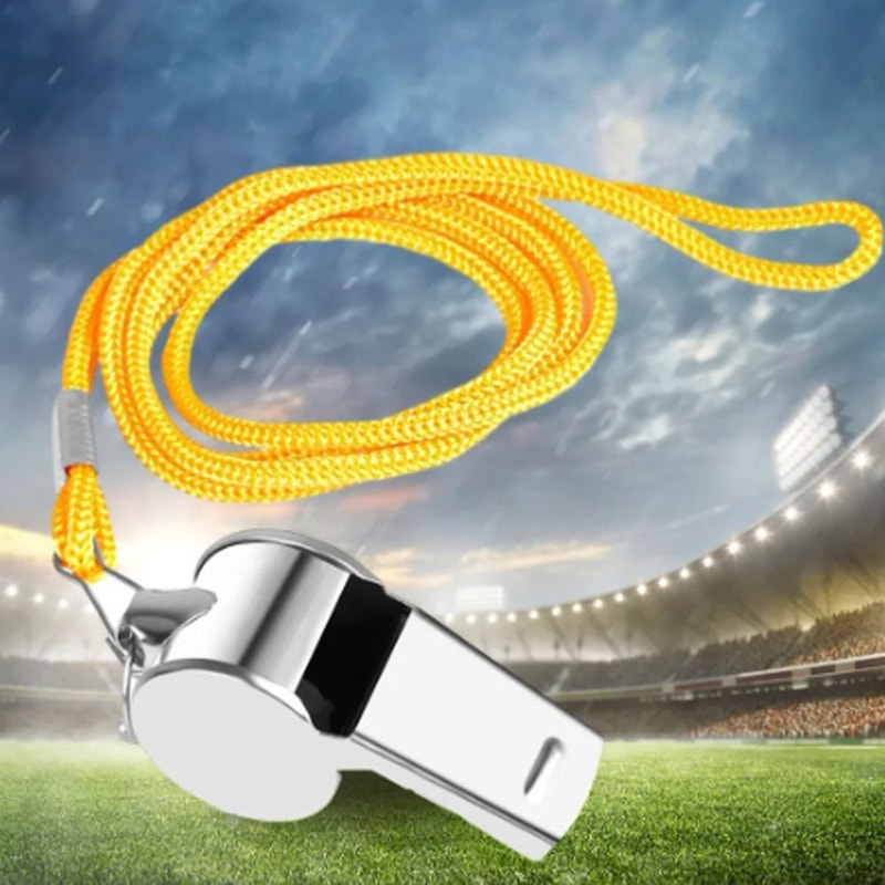 Football Whistle With Rope Durable Stainless Steel Referee Whistle For Lifeguards Coaches 2