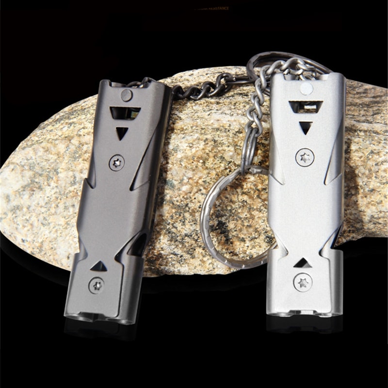 High Decibel Portable Stainless Steel Keychain Whistle Emergency Survival Tool