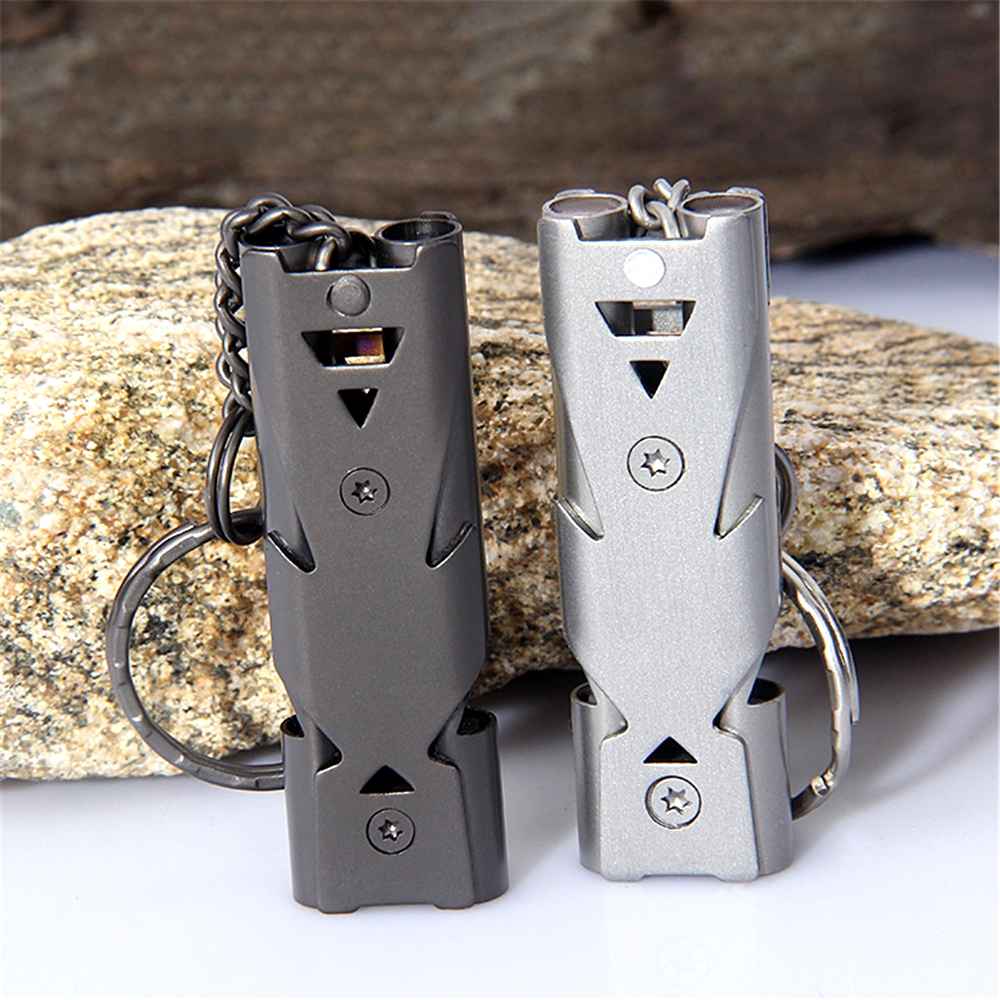 High Decibel Portable Stainless Steel Keychain Whistle Emergency Survival Tool