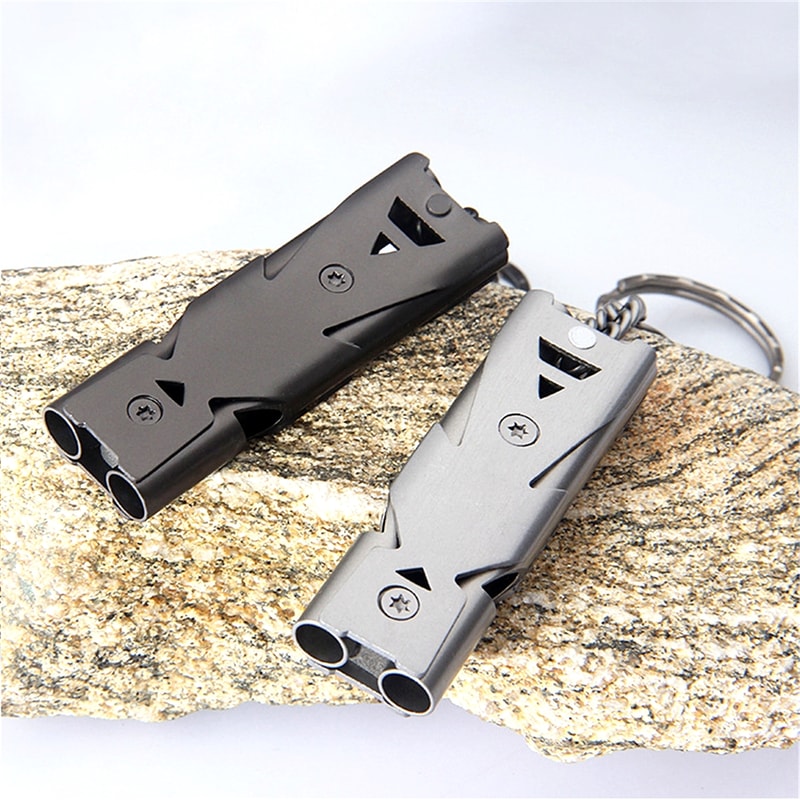 High Decibel Portable Stainless Steel Keychain Whistle Emergency Survival Tool