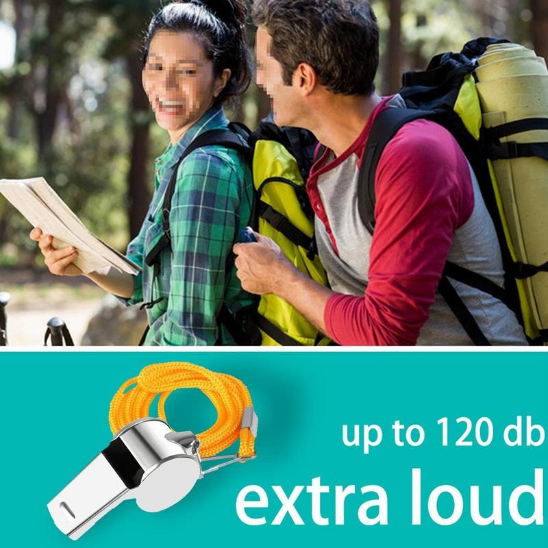 Loud Metal Referee Whistle with Lanyard Crisp Sound for Coaches, Adults & Sports