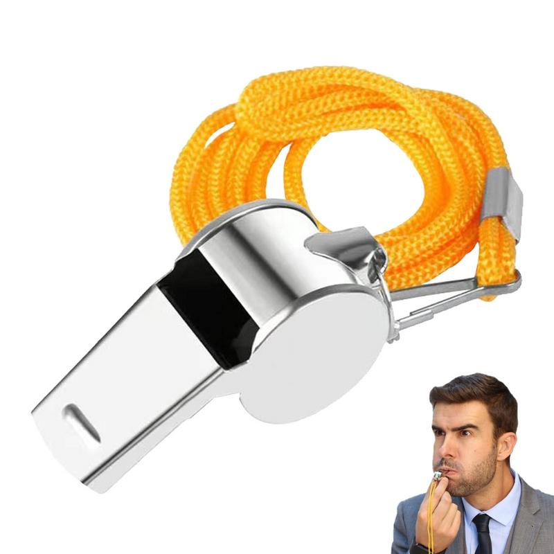 Loud Metal Referee Whistle with Lanyard Crisp Sound for Coaches, Adults & Sports