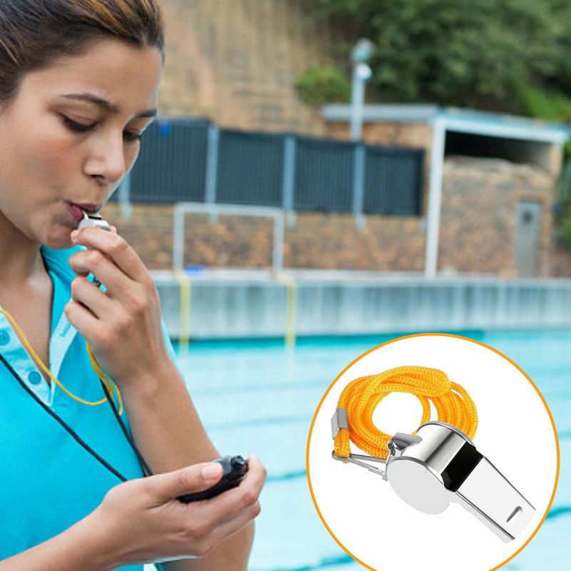 Loud Metal Referee Whistle with Lanyard Crisp Sound for Coaches, Adults & Sports