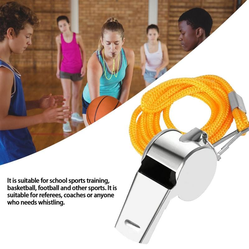 Loud Metal Referee Whistle with Lanyard Crisp Sound for Coaches, Adults & Sports