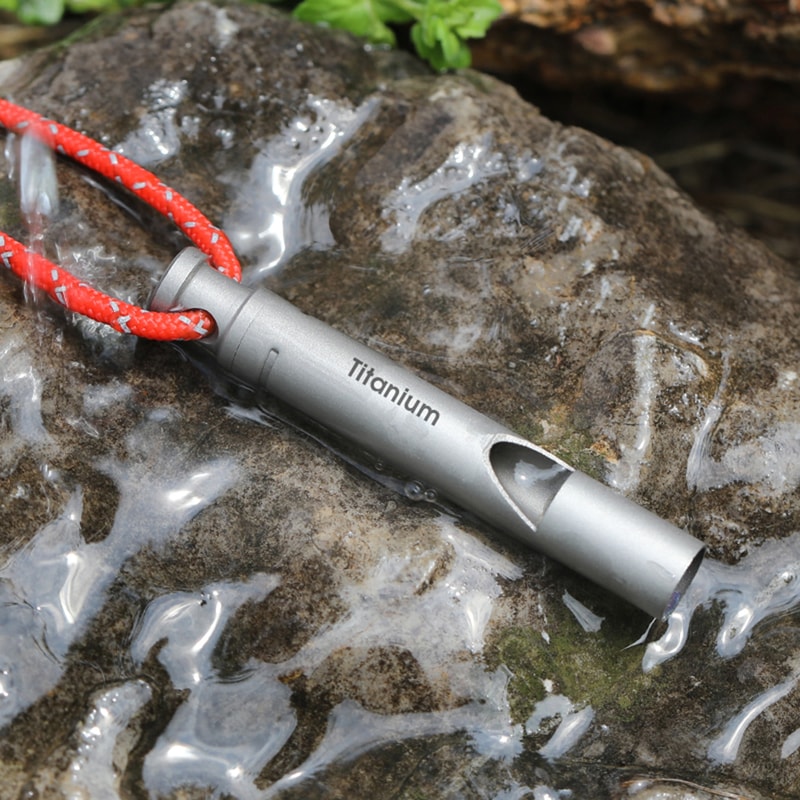 Titanium Emergency Whistle with Cord Outdoor Survival & Hiking Essential
