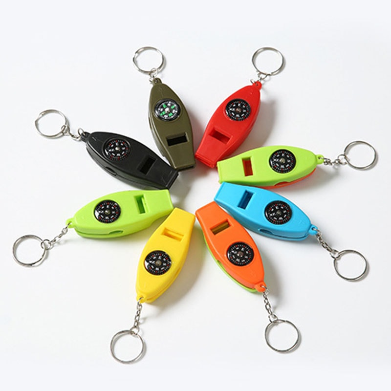 Multifunctional Survival Keychain with Whistle, Compass, Magnifier, and Thermometer