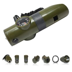 tactical survival whistle with compass, thermometer, magnifier, mirror & torch for outdoor adventures