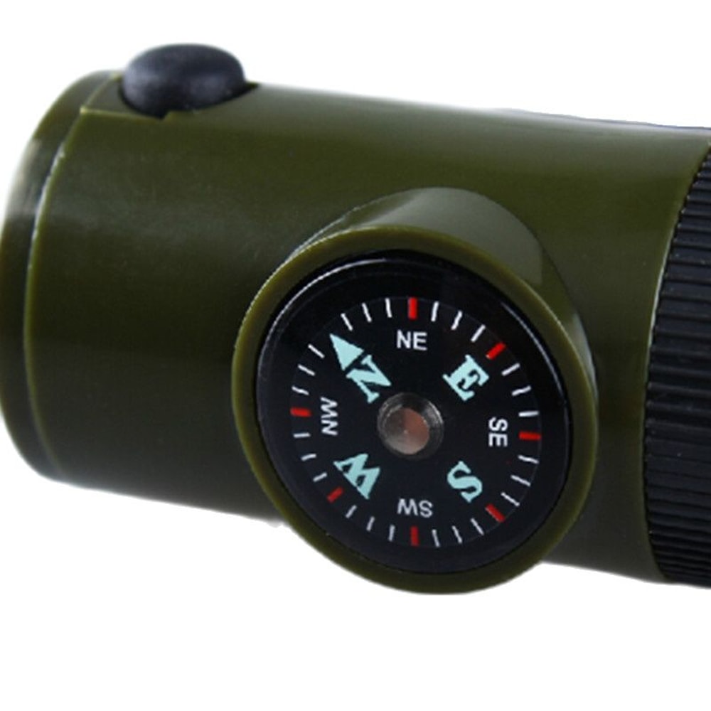 Tactical Survival Whistle With Compass Thermometer Magnifier Mirror Torch For Outdoor Adventures 3