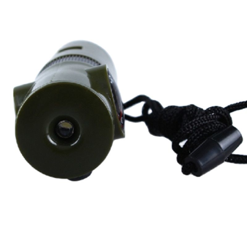 Tactical Survival Whistle With Compass Thermometer Magnifier Mirror Torch For Outdoor Adventures 4