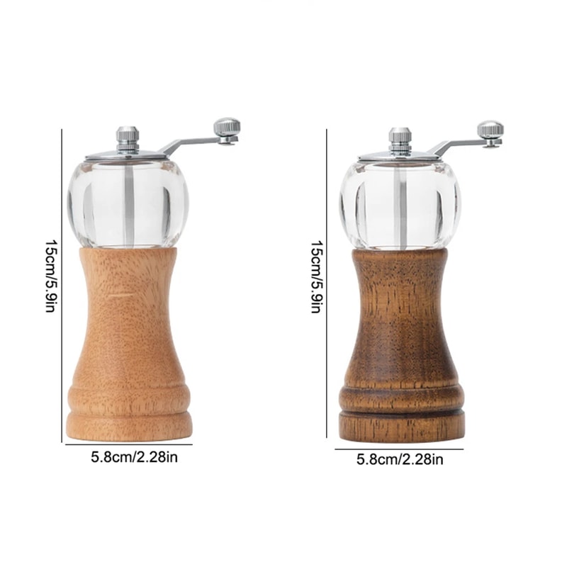 Multifunctional Hand Crank Pepper Grinder Sea Salt Pepper Cumin More Solid Wood Kitchen Seasoning 5