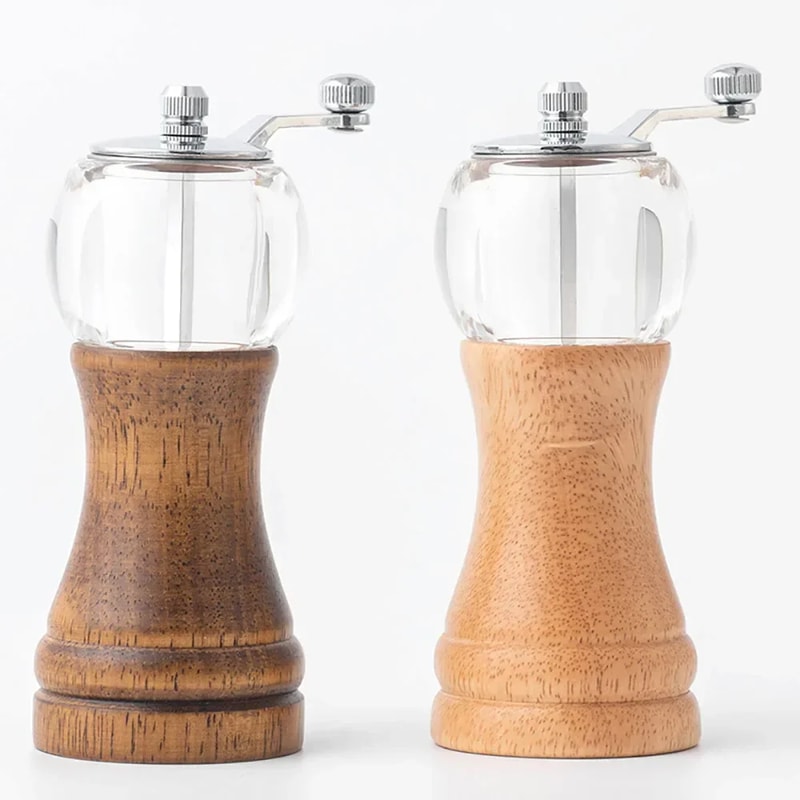 Multifunctional Hand Crank Pepper Grinder Sea Salt Pepper Cumin More Solid Wood Kitchen Seasoning 4