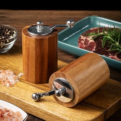 premium hand cranked pepper grinder solid wood manual salt & pepper mill for kitchen