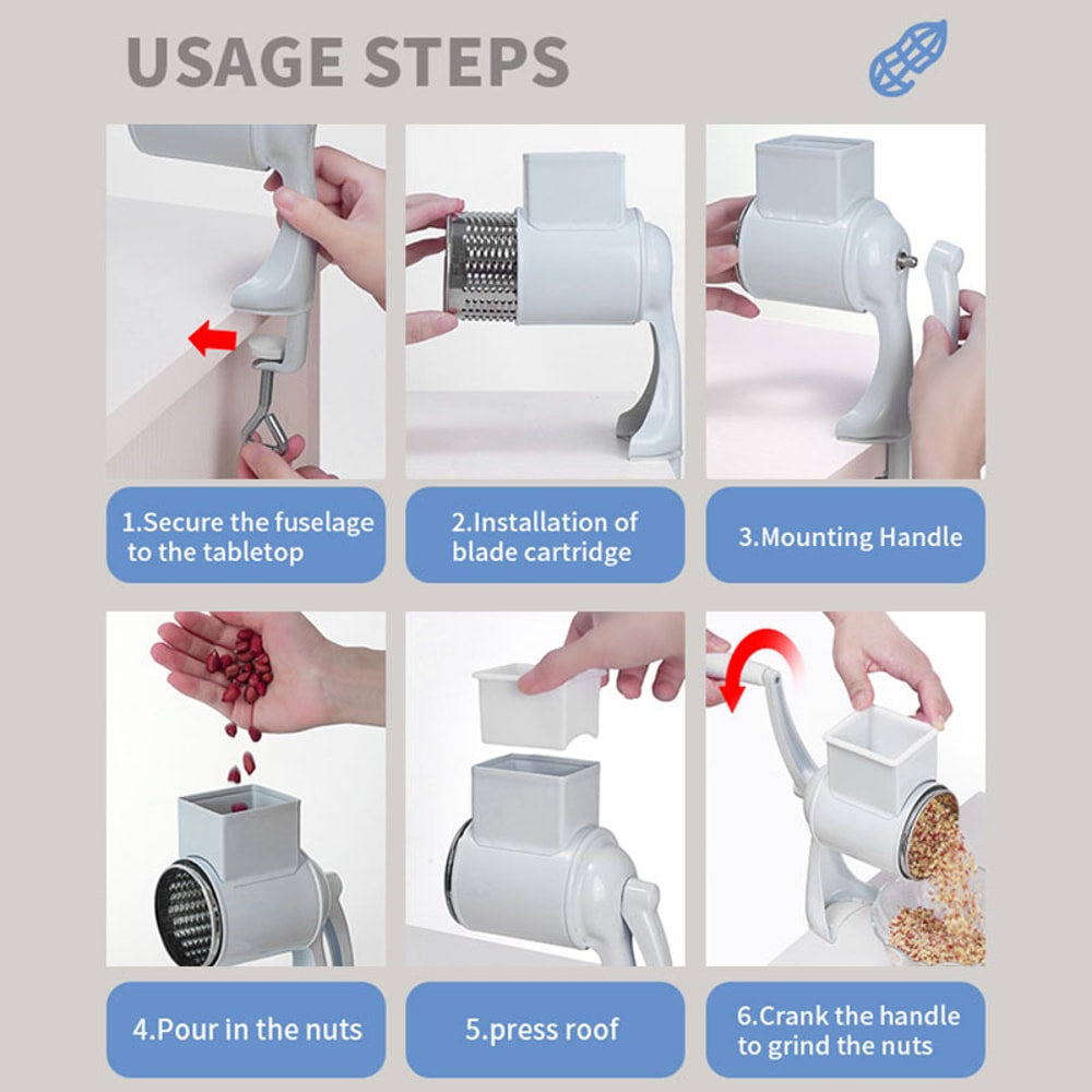 Manual Grain Grinder Hand Crank Milling Machine for Home & Commercial Use Aluminum Alloy Nut Grinding Mill