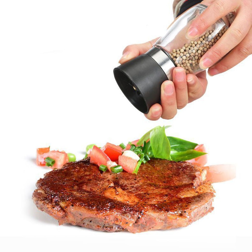Premium Stainless Steel Pepper Grinder Adjustable Coarseness Spice Mill With Durable Glass Body 3