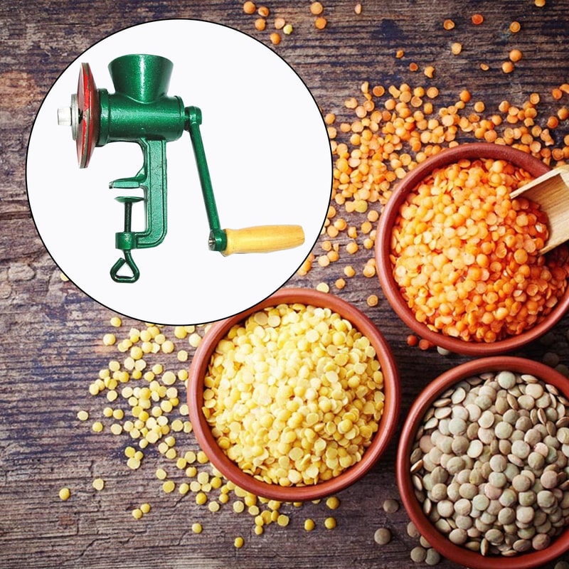 Manual Grain Grinder Mill for Wheat, Spice, Pepper, and Nuts Heavy-Duty Iron Crusher