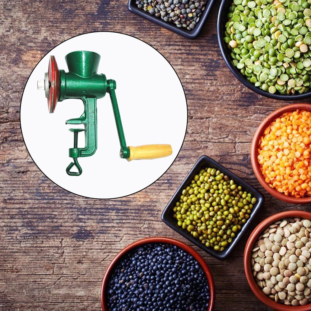 Manual Grain Grinder Mill for Wheat, Spice, Pepper, and Nuts Heavy-Duty Iron Crusher