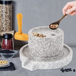 granite millstone hand crank grinder with stainless steel core for grinding wheat, soybean, and spices dry & wet use