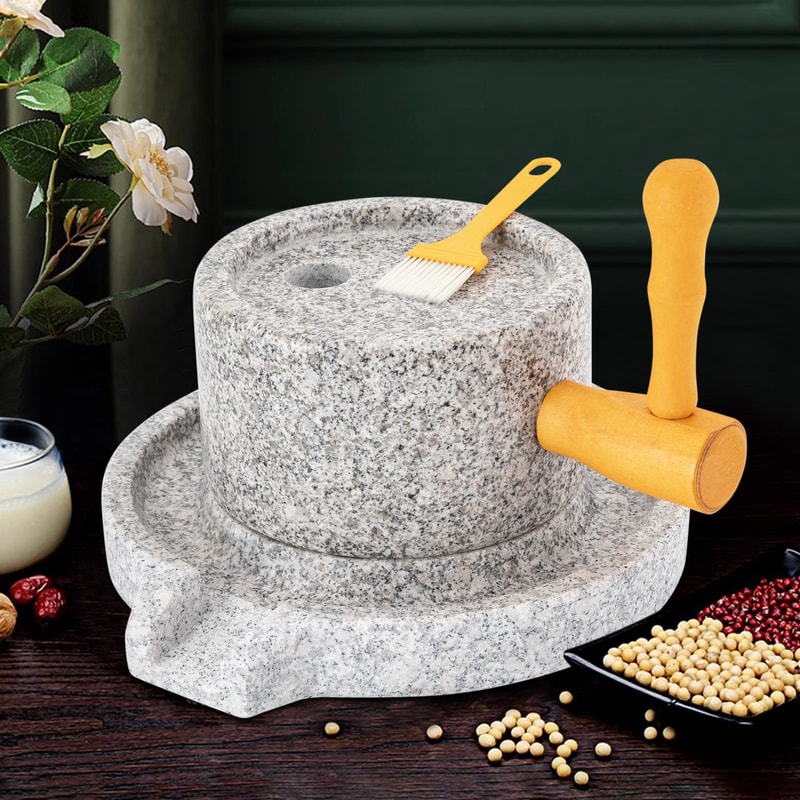 Granite Millstone Hand Crank Grinder with Stainless Steel Core for Grinding Wheat, Soybean, and Spices Dry & Wet Use