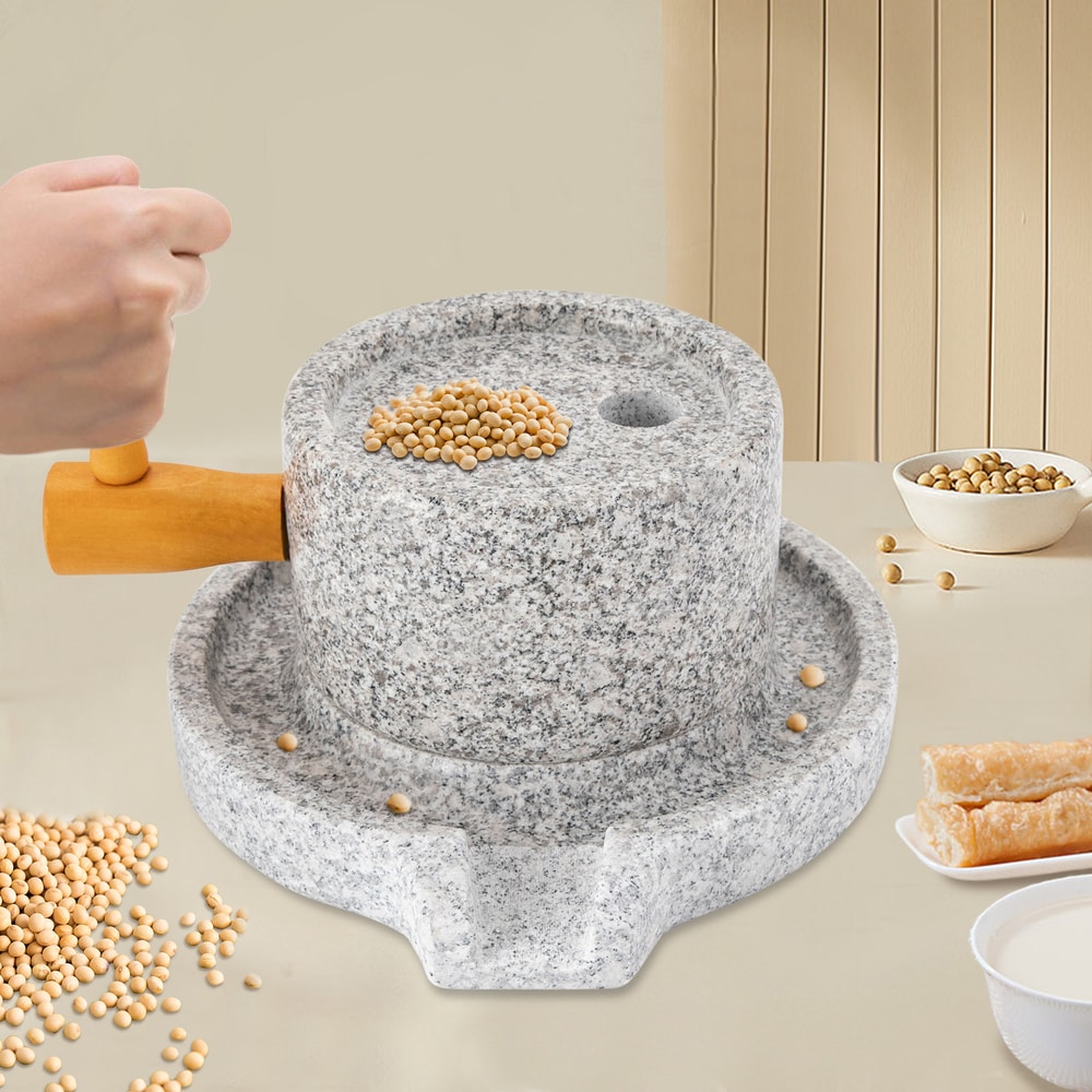 Granite Millstone Hand Crank Grinder with Stainless Steel Core for Grinding Wheat, Soybean, and Spices Dry & Wet Use