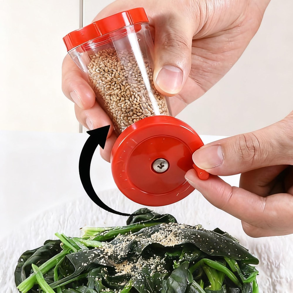 Hand-Cranked Sesame & Spice Grinder Mill Manual Pepper, Salt, and Spice Grinder for Freshly Ground Seasoning