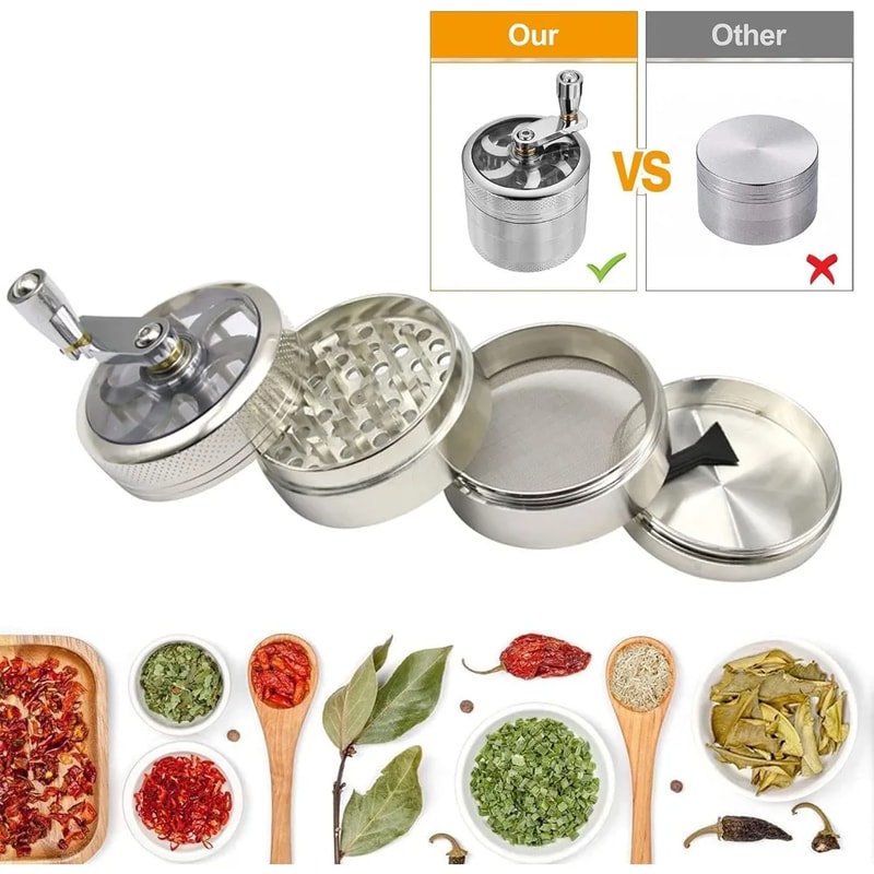 Hand Crank Tobacco Grinder Layers Pollinator Premium Spice Mill For Herb Crushing And Smoking Acces 1