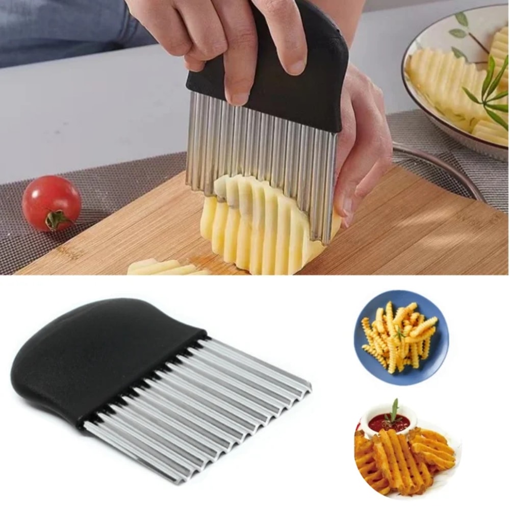 Stainless Steel Wavy Potato Chip Slicer Crinkle Cutter French Fry Maker And Kitchen Tool 0