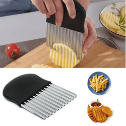stainless steel wavy potato chip slicer & crinkle cutter french fry maker and kitchen tool