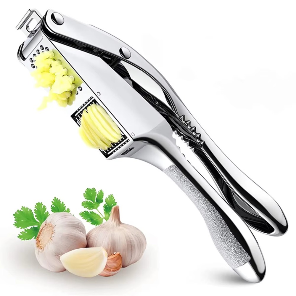 Stainless Steel Garlic Press and Mincer Multifunctional Easy-to-Clean Crusher and Slicer