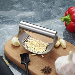 stainless steel garlic press & ginger crusher manual kitchen tool for fruits, vegetables, and herbs