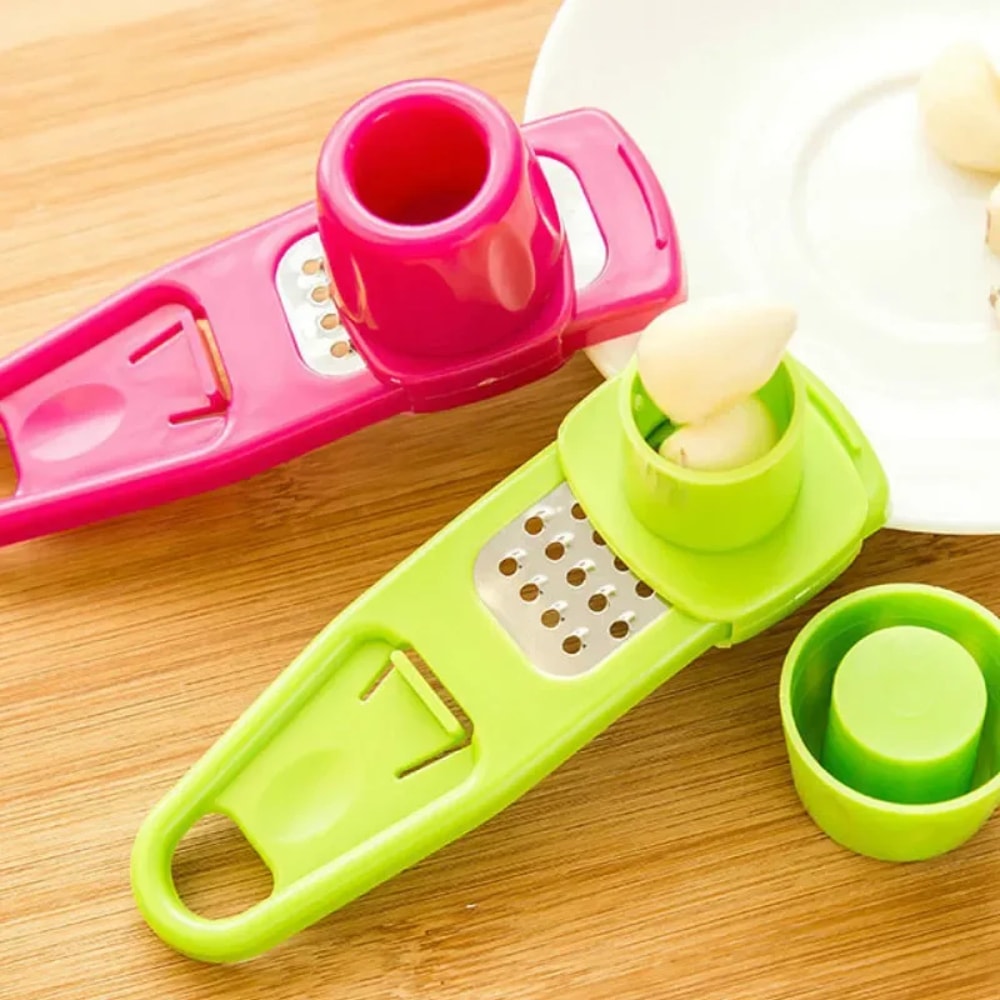 Garlic Peeler & Ginger Press Multifunctional Kitchen Tool for Grating, Slicing, and Cutting