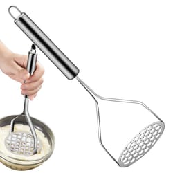 stainless steel potato masher & avocado press multi-functional ricer for ground beef, fruits, and veggies