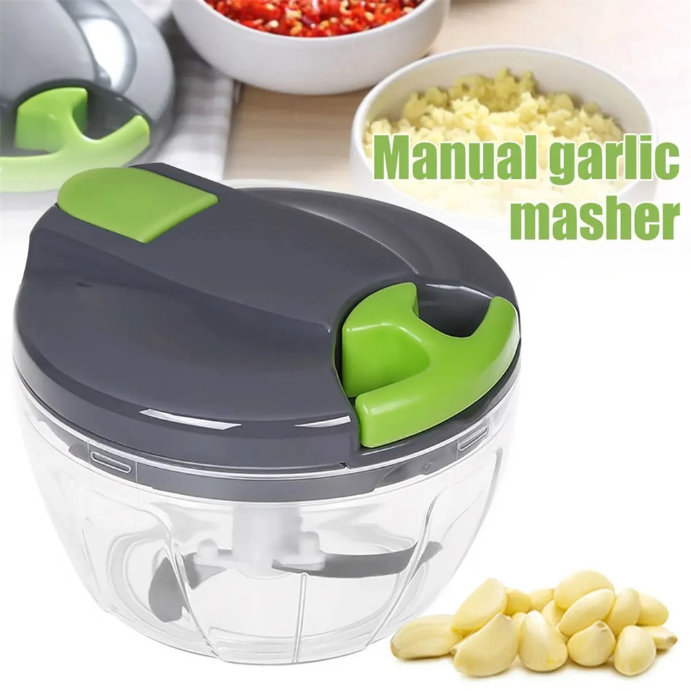 Manual Garlic Chopper Hand Pull String Vegetable Cutter For Onions Ginger Nuts More Multifunctiona 3