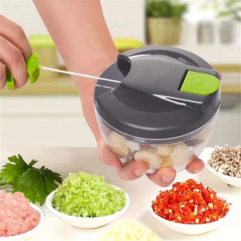 Manual Garlic Chopper Hand Pull String Vegetable Cutter For Onions Ginger Nuts More Multifunctiona 1