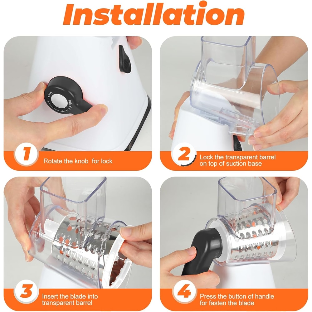 Multi-Purpose Rotary Grater & Mandoline Vegetable Slicer Perfect for Cheese, Carrots, Potatoes.