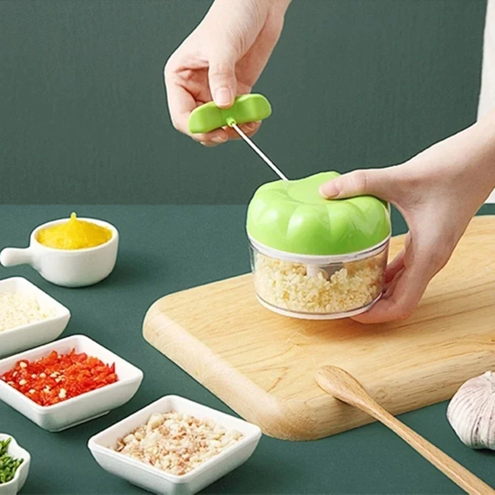 Manual Garlic Press & Mini Vegetable Chopper Multi-Function Food Cutter & Meat Grinder for Kitchen