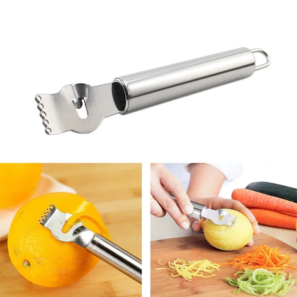 Stainless Steel Citrus Zester and Peeler for Fruit Premium Kitchen Tool for Lemons & Oranges