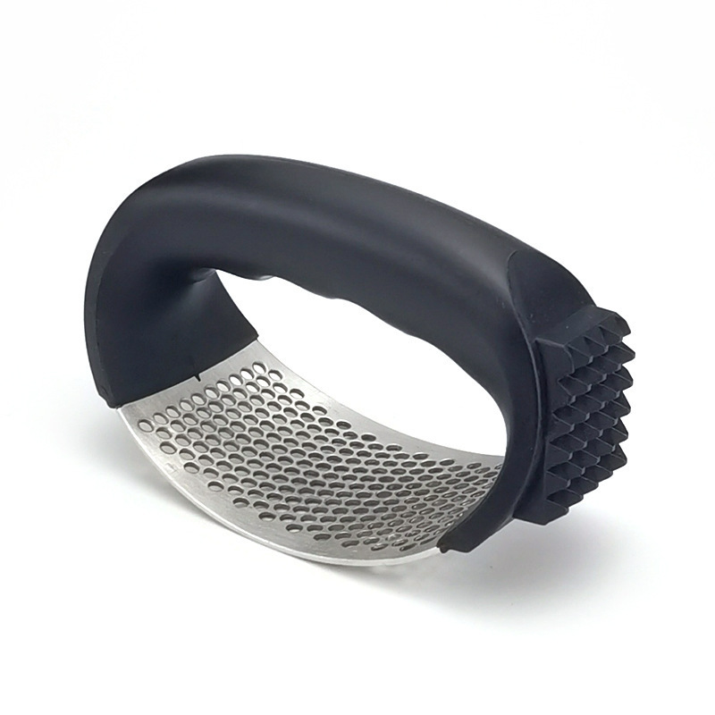 Garlic Press Rocker Stainless Steel Garlic Mincer Crusher with Peeler & Cleaning Brush for Effortless Crushing