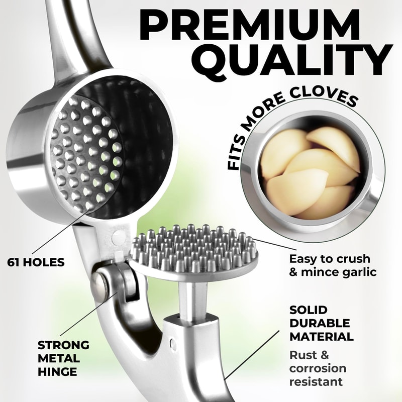 Zinc Alloy Garlic Press Ginger Crusher Premium Handheld Mincer For Effortless Veggie Masher Squee 3