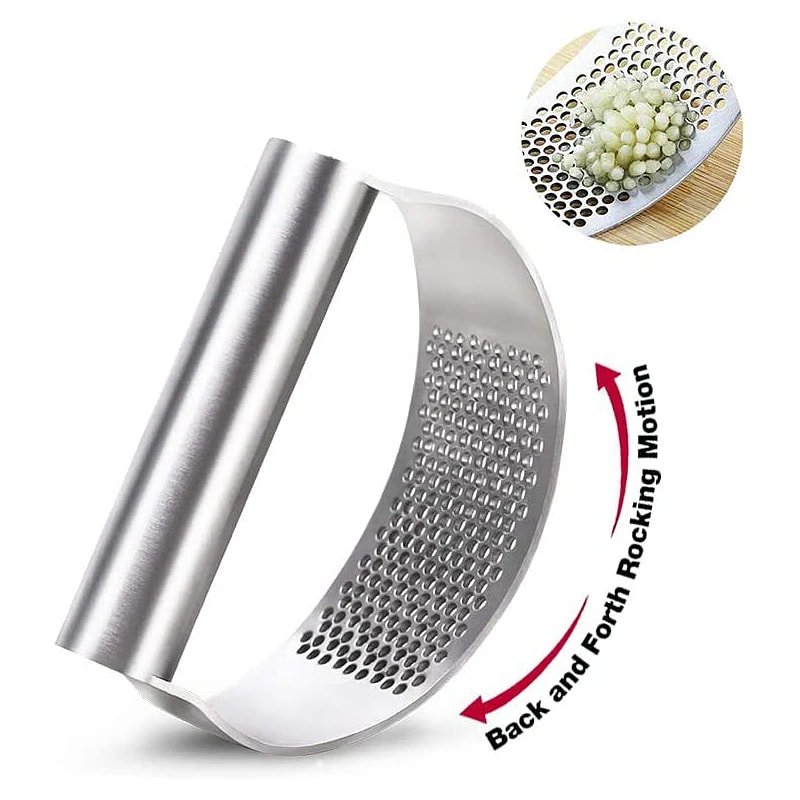 Stainless Steel Garlic Press & Ginger Squeezer Manual Rocker Crusher for Effortless Minced Garlic