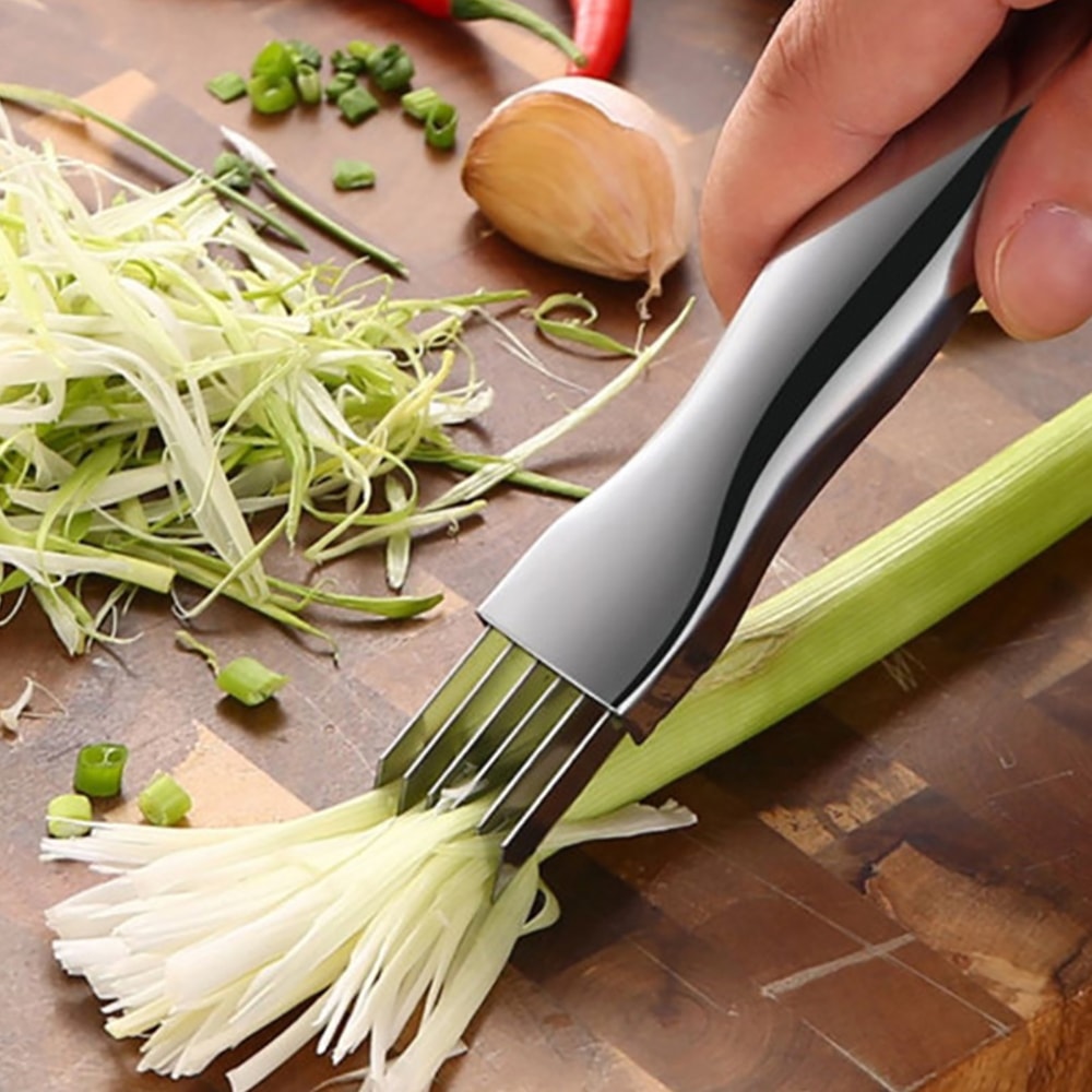 Stainless Steel Scallion Cutter & Vegetable Shredder Multifunctional Kitchen Tool for Quick and Easy Food Preparation