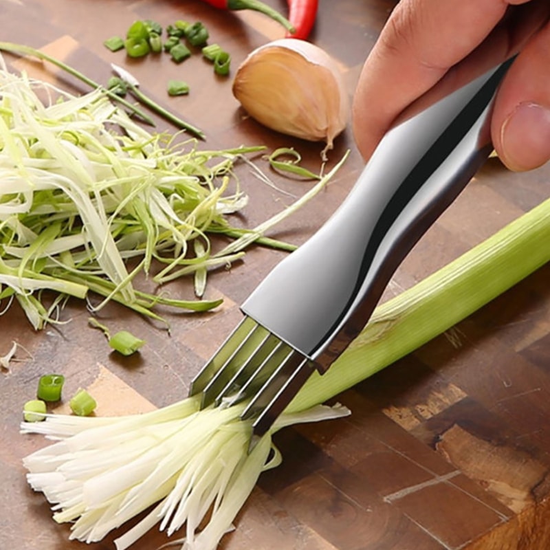 Stainless Steel Scallion Cutter & Vegetable Shredder Multifunctional Kitchen Tool for Quick and Easy Food Preparation