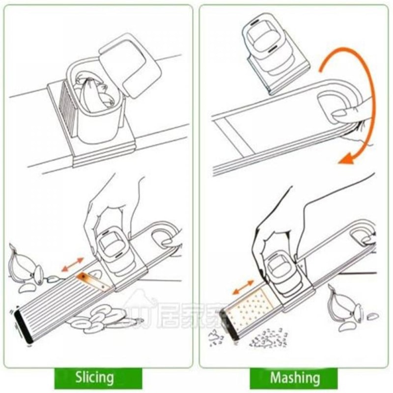 Ginger Garlic Cutter Slicer Manual Vegetable Chopper for Effortless, Double-Sided Grinding & Slicing